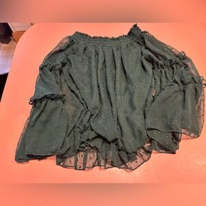 Elegant Green Boho ruffled blouse